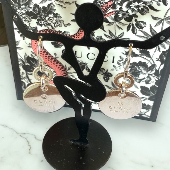 Authentic Gucci Sterling Silver 925 Round Logo Dangle Earrings! - Picture 14 of 16